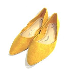 Mustard yellow/gold flats with memory foam.